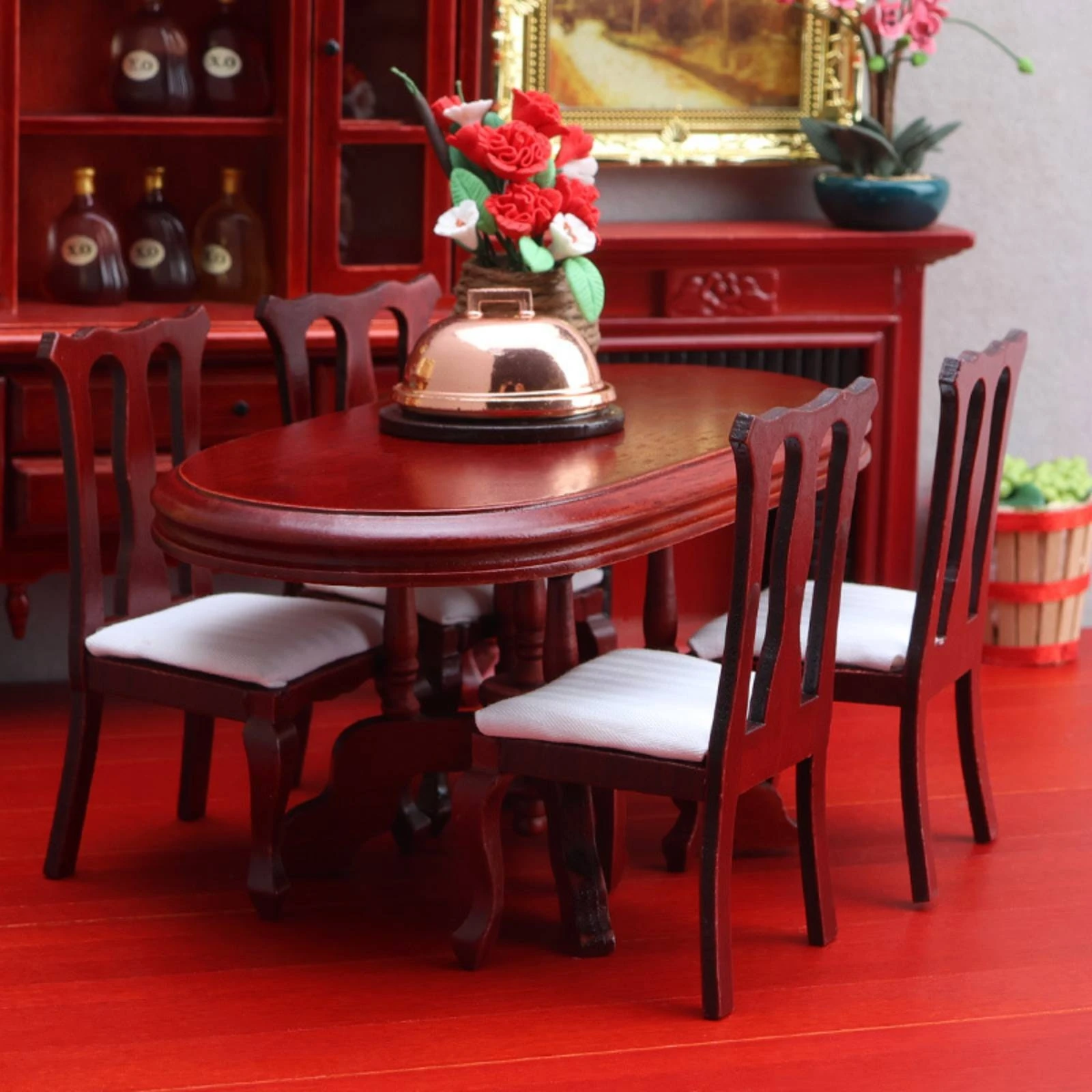 Juego mesa y sillas en madera para casa de muñecas - imagen 3