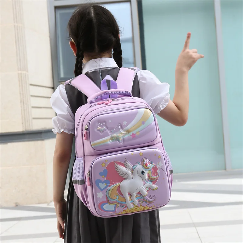 Mochila escolar unicornio impermeable con diseño arcoíris - imagen 2