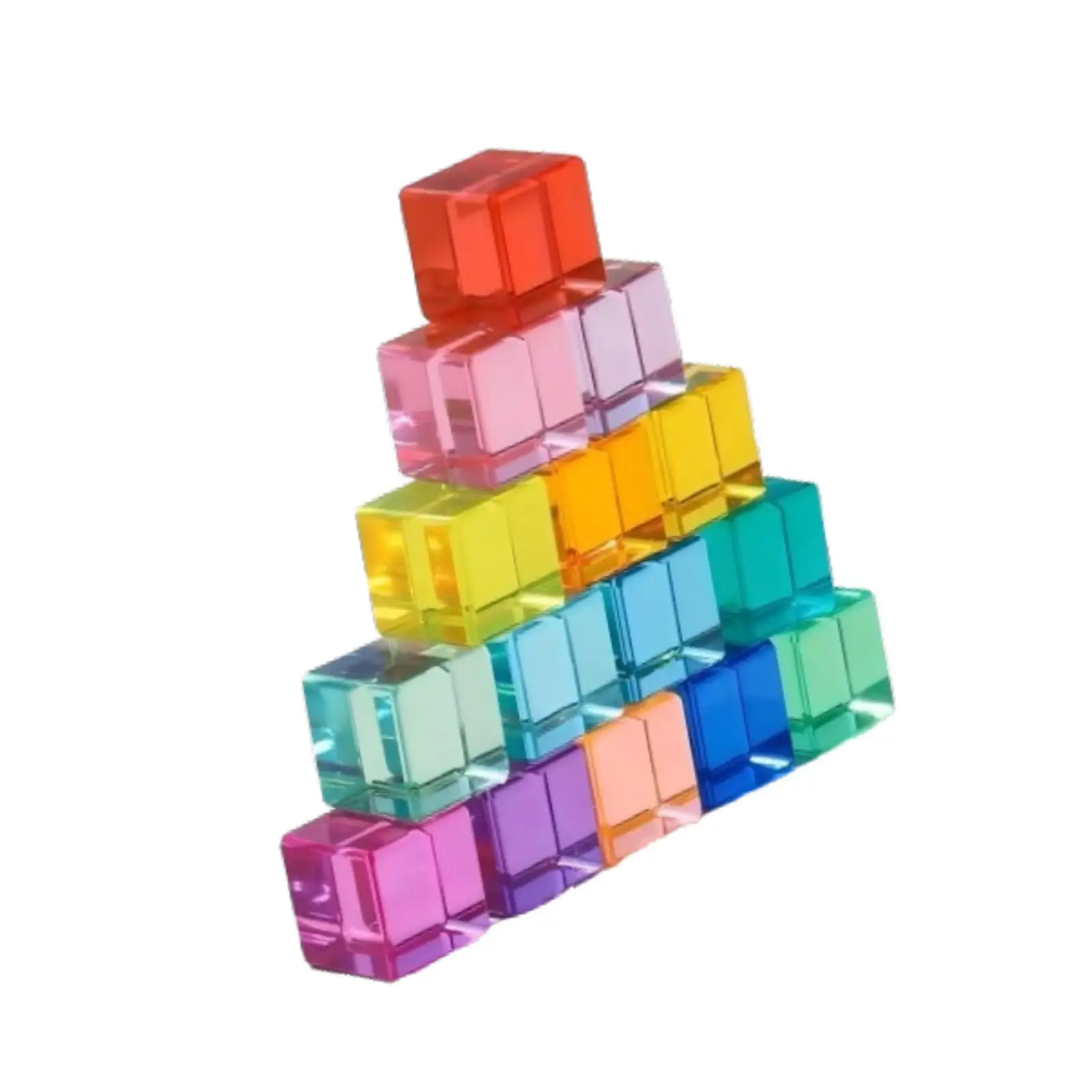 Bloques de construcción arcoíris con cubos translúcidos para apilar - imagen 2