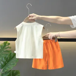 Conjunto de verano para niños de algodón sin mangas con calabaza