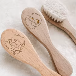 Cepillo de pelo de madera para bebé – Personalizado con nombre para regalo