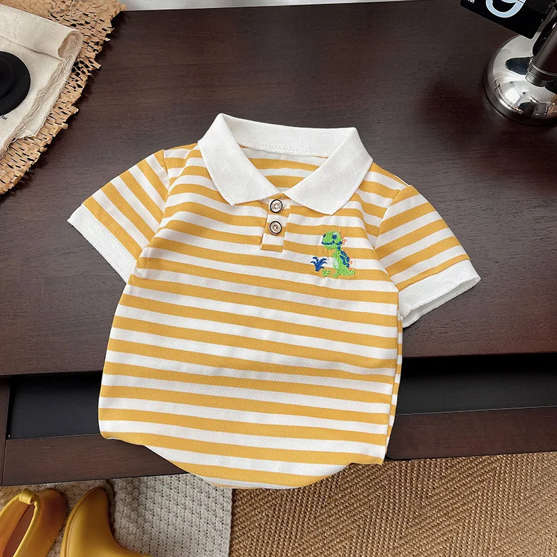 Conjunto veraniego bebé 2 piezas: camiseta de rayas algodón y shorts - imagen 3