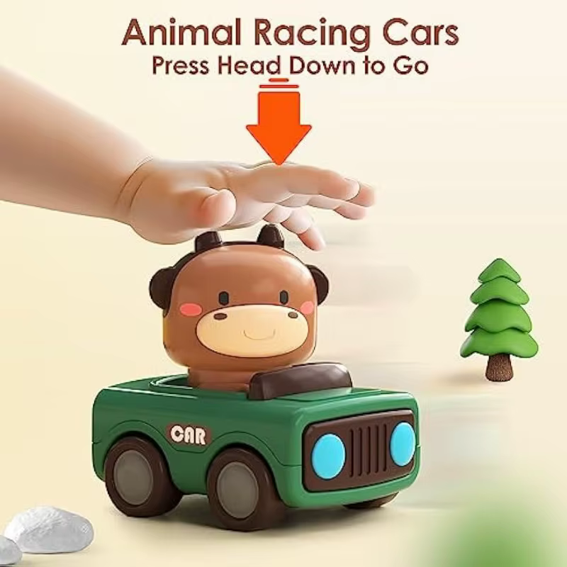 Press and Go juguete de coche fricción con animales para niños - imagen 3