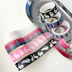 Cinta washi decorativa con pingüinos y conejos para manualidades infantiles