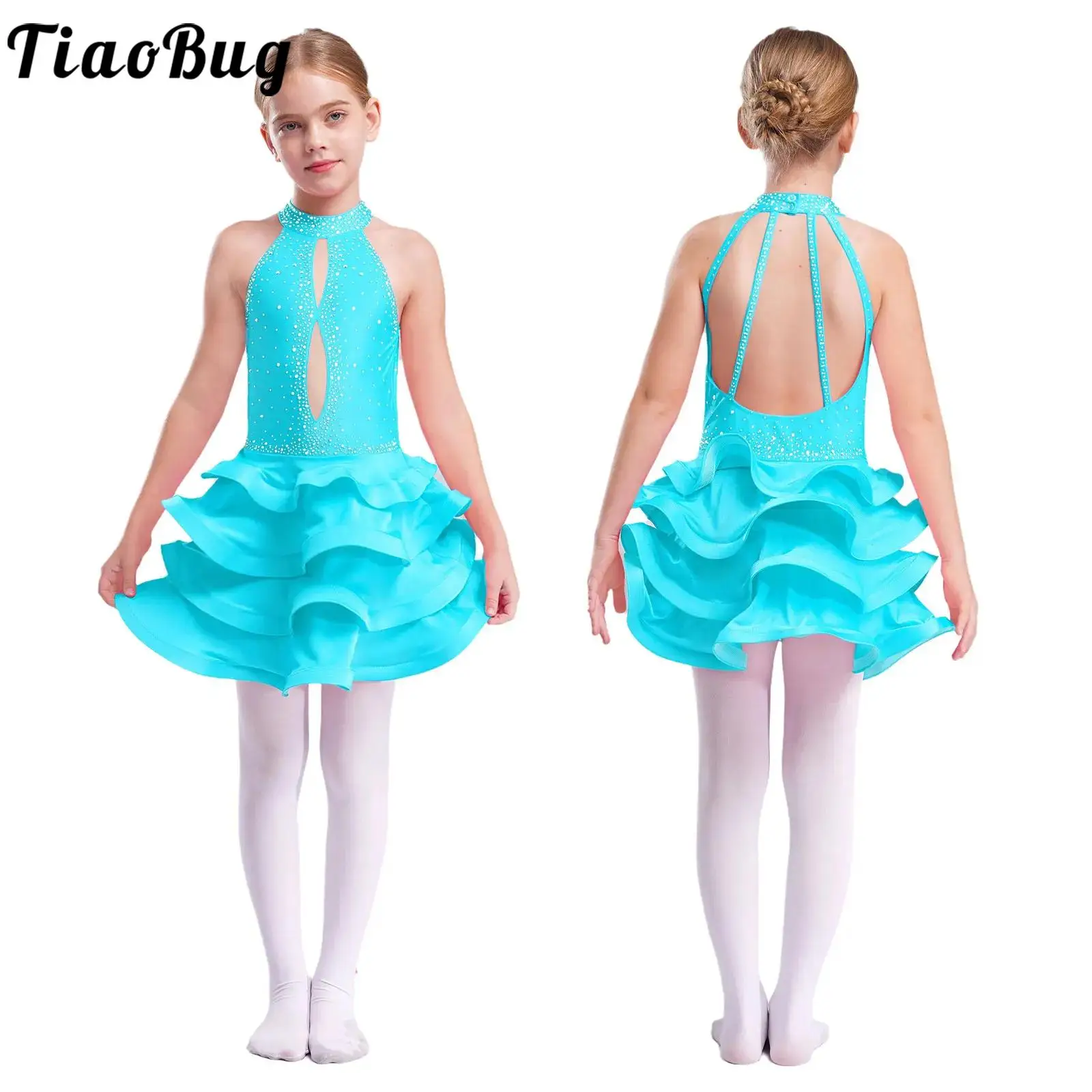 Vestido de baile latino para patinaje artístico con pedrería - imagen 3