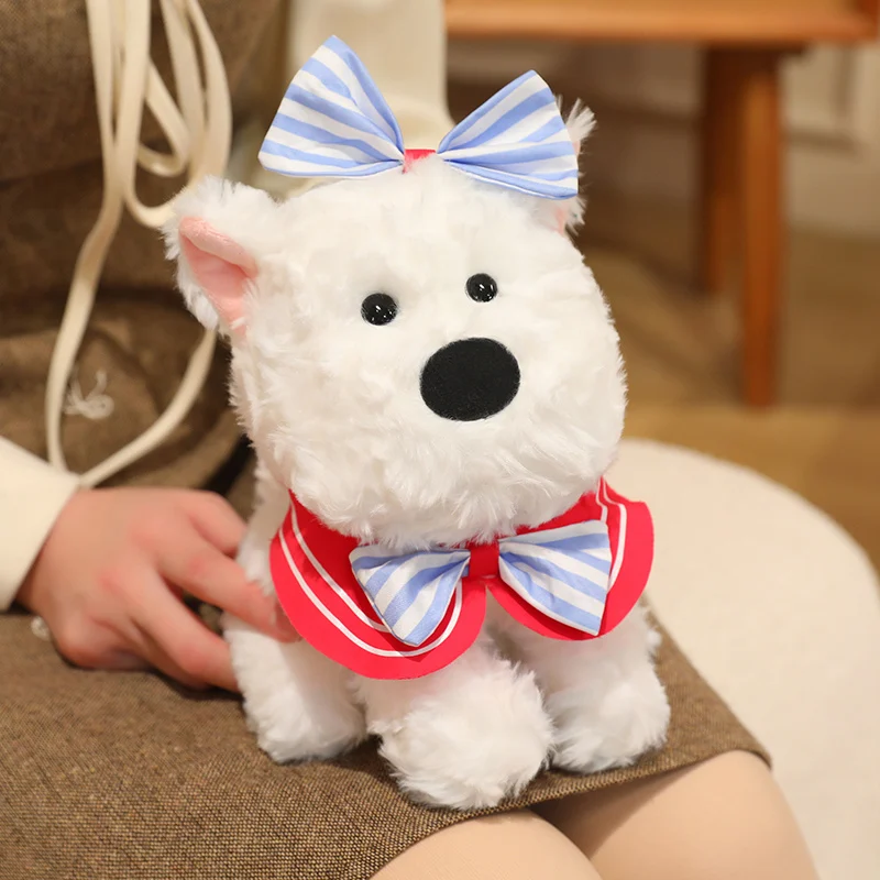 Peluche de perro Westie estilo anime con lazo para regalo - imagen 5
