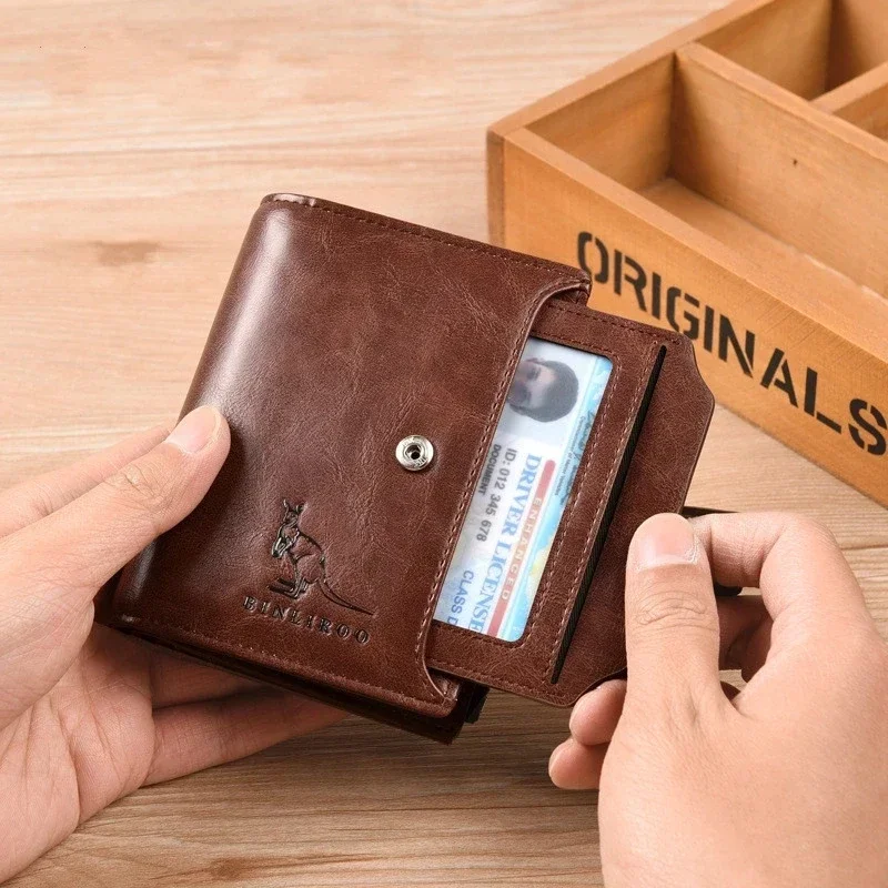 Cartera de cuero genuino con RFID para hombre y cremallera portátil - imagen 3