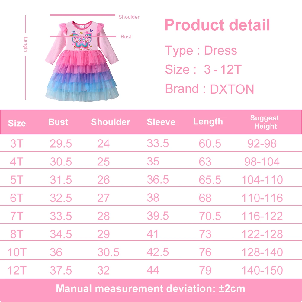 Vestido de malla de princesa DXTON con mariposas para niñas