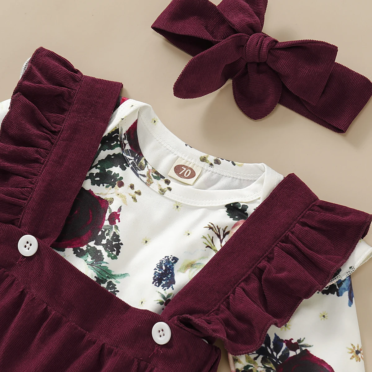 Conjunto floral bebé niña recién nacida pelele vestido volantes - imagen 2
