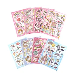 Pegatinas Kawaii de PVC brillante transparentes para niños con unicornio