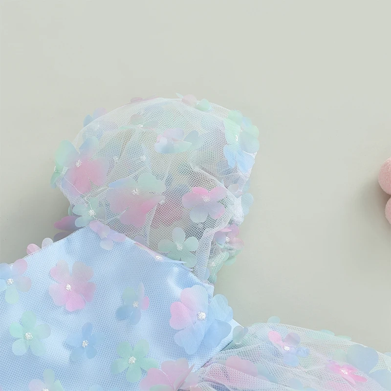 VISgogo Neonate vestido de niña tipo A con tul y mariposas - imagen 5