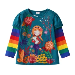 DXTON Camiseta invierno manga larga floral para niña