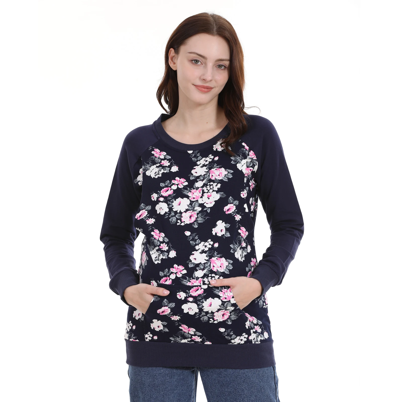Sudadera de lactancia premamá floral otoño – algodón holgado - imagen 3