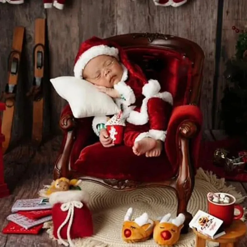 Disfraz de Papá Noel recién nacido para sesión navideña fotográfica - imagen 4