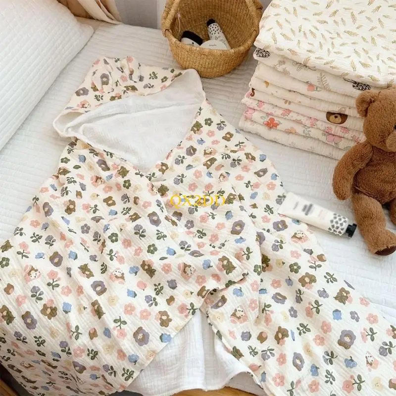 QX2D Toalla bebé con capucha poncho infantil absorbente de algodón - imagen 2