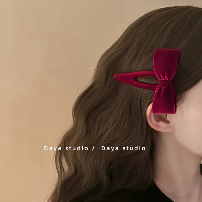 Clip de pelo doble lazo terciopelo – Retro elegante para niños