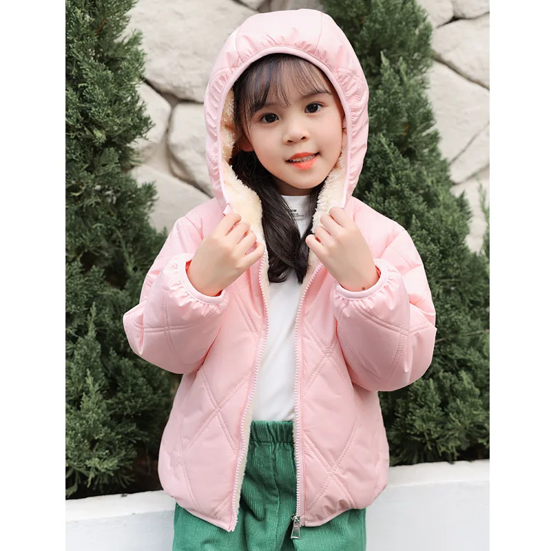 Chaqueta en lana de cordero con terciopelo para niña, invierno - imagen 4
