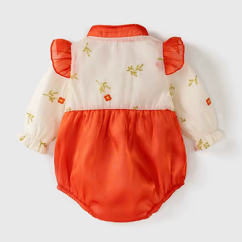 Mono manga larga de algodón con flores chino para bebé niña - imagen 3