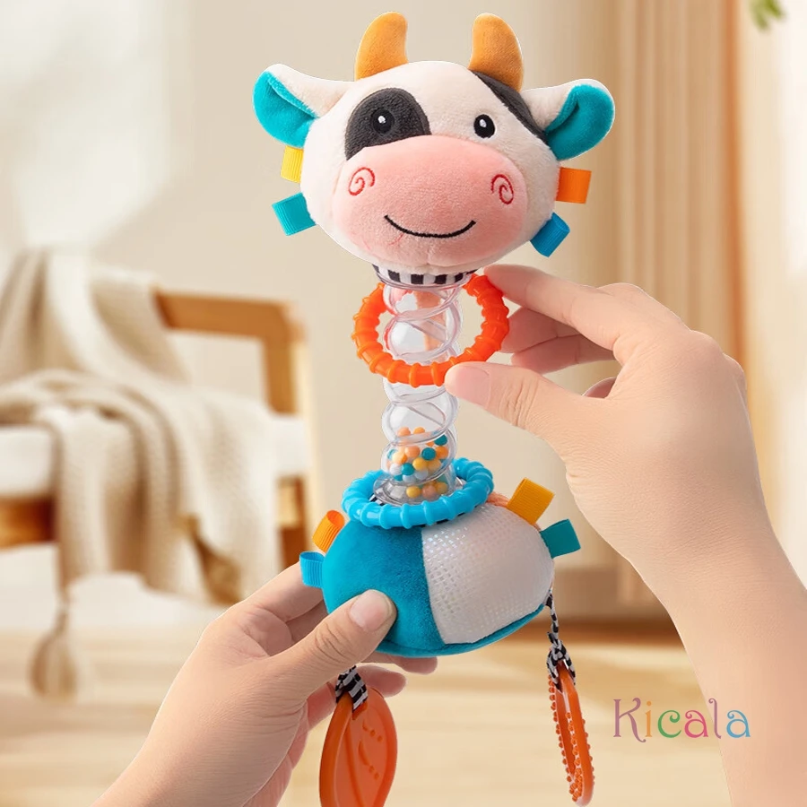 Sonajero bebé en espiral sensorial con mordedor de peluche animal - imagen 3