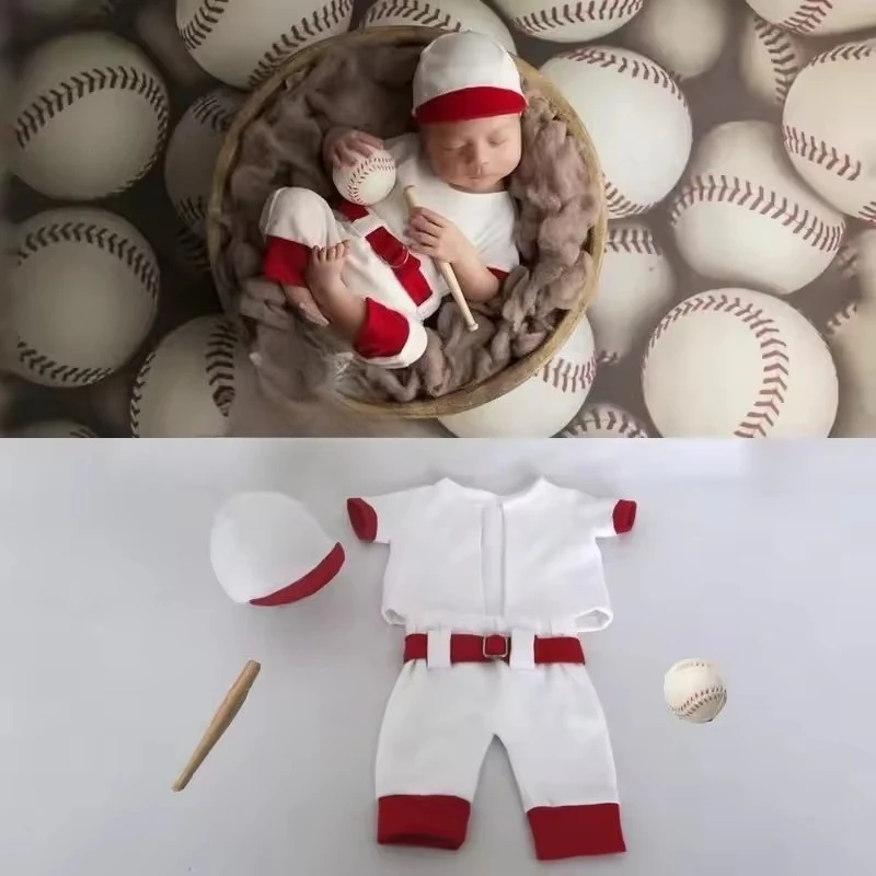 Conjunto de mameluco y sombrero de bebé con temática de béisbol vintage
