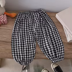Pantalones antimosquitos a cuadros holgados para niños de verano
