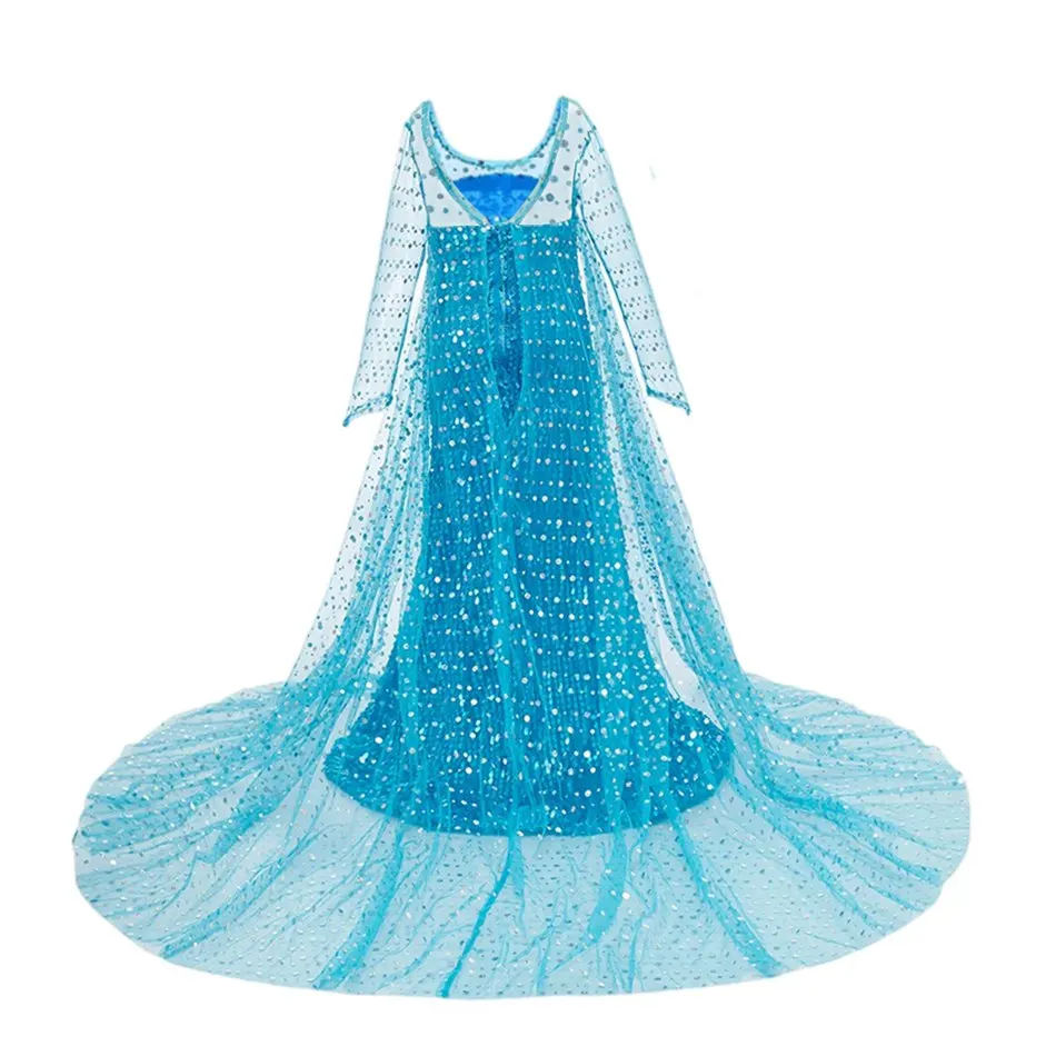 Disfraz tipo vestido de Elsa con lentejuelas azules para niñas - imagen 5