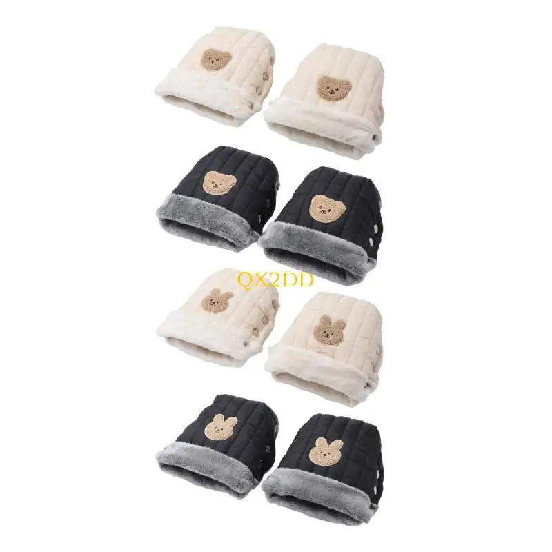 Handmuffs acolchados negro viendo el patrón de oso