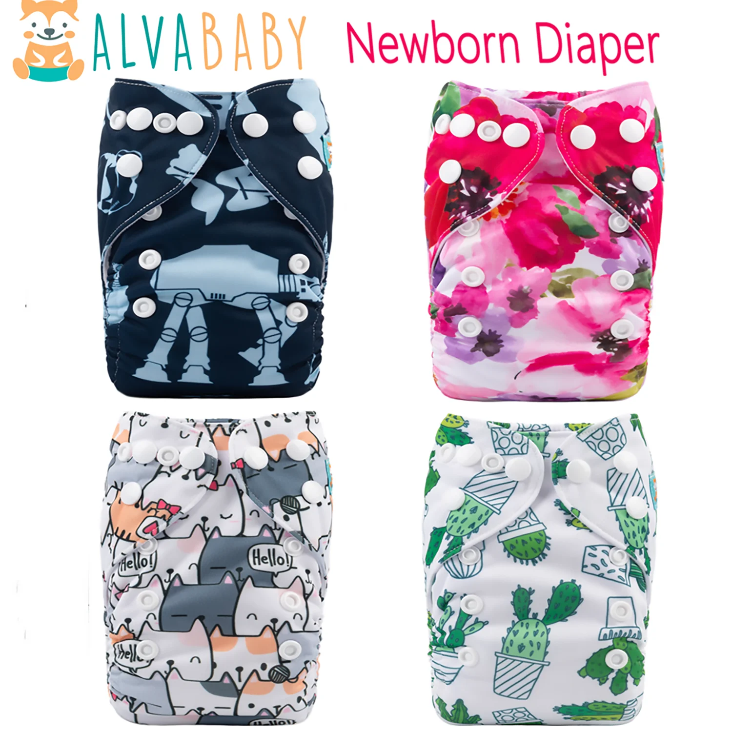 ALVABABY Pañal de tela de bolsillo de microfibra para recién nacido - imagen 3