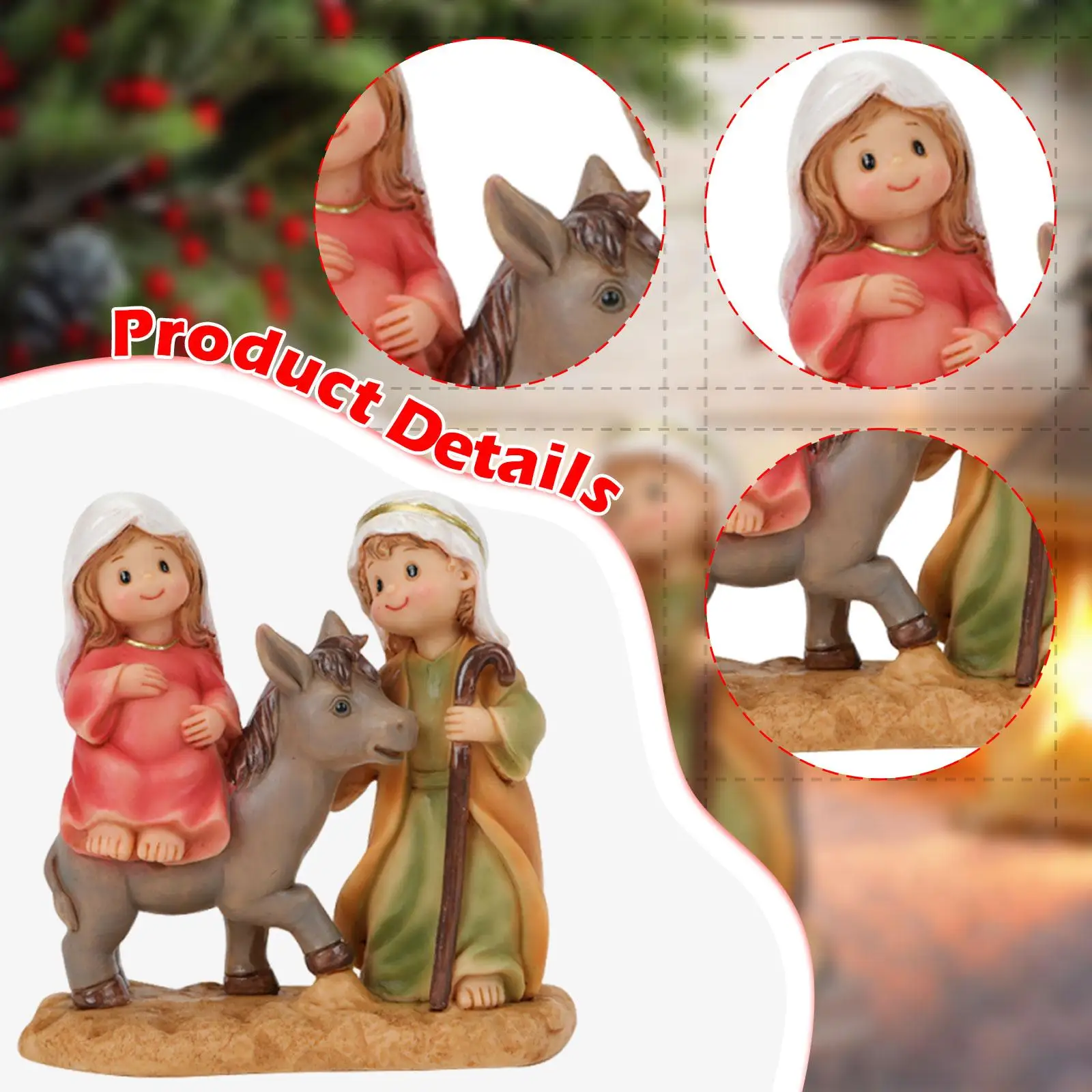Estatuilla de la Sagrada Familia en resina para Navidad - imagen 4