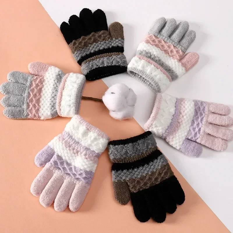 Guantes de bebé en punto con dedos completos para invierno y otoño