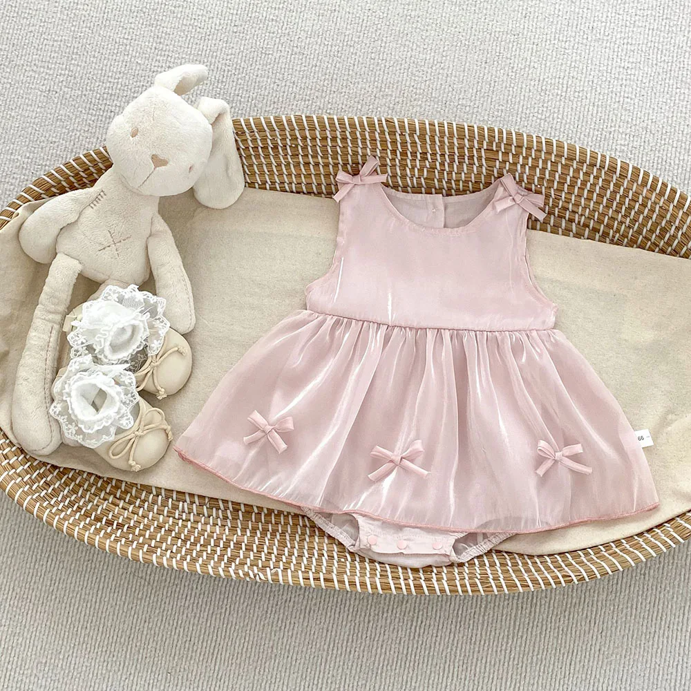 Mono de tulipán con lazo rosa para niñas 0-2 años - imagen 4