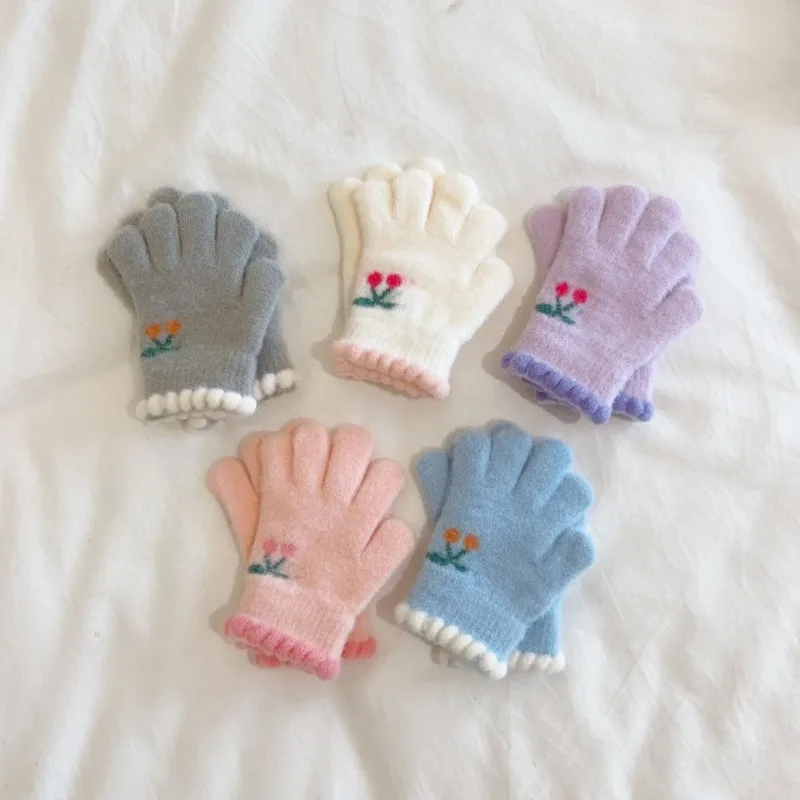 Guantes infantiles cálidos a prueba de viento tipo manopla cereza - imagen 4