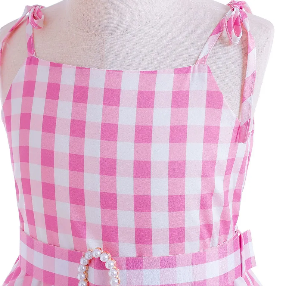 Disfraz de princesa navideña con lazo rosa para fiesta talla 3-10 - imagen 4