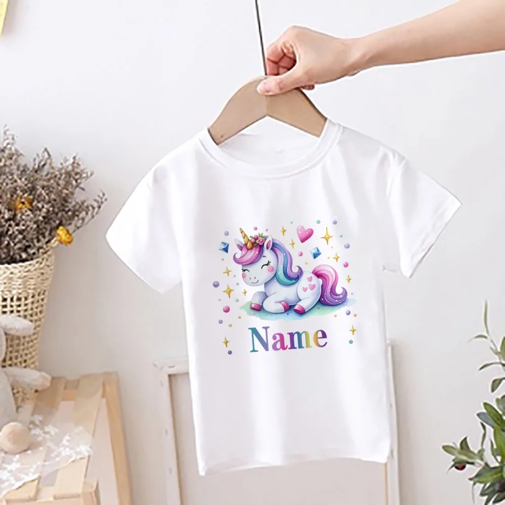 Camiseta unicornio personalizada para niña – Manga corta de verano - imagen 3