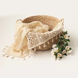 Manta de punto suave para bebé – Borlas vintage