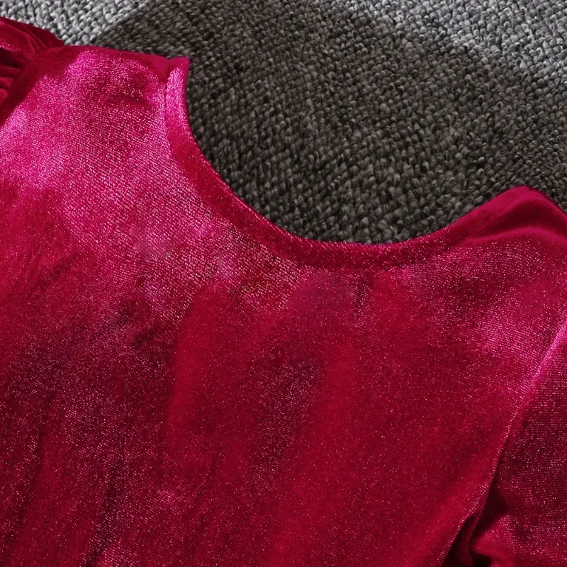 Vestido terciopelo princesa de manga larga para niña - imagen 5