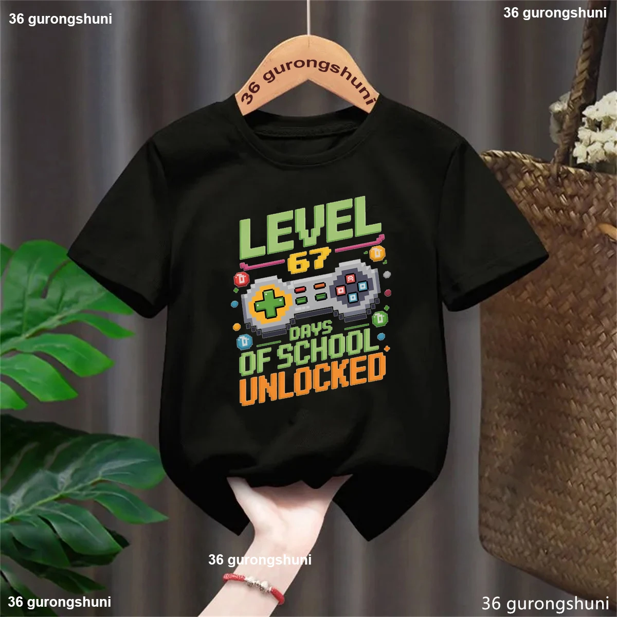 Camiseta infantil retro estampado Level Days Of School Unlocked - imagen 5