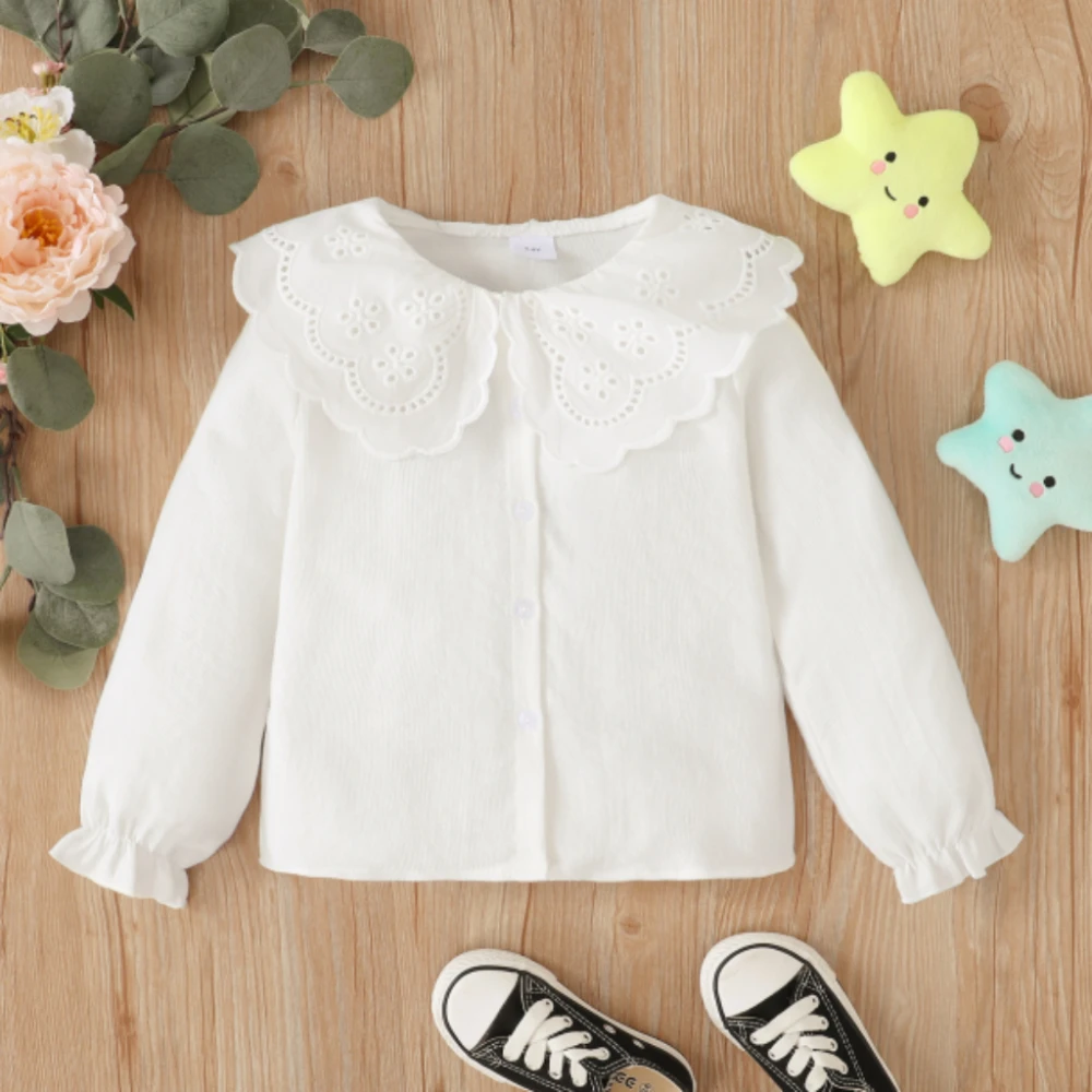 Camiseta manga larga encaje para niña – Estilo coreano primavera otoño - imagen 2