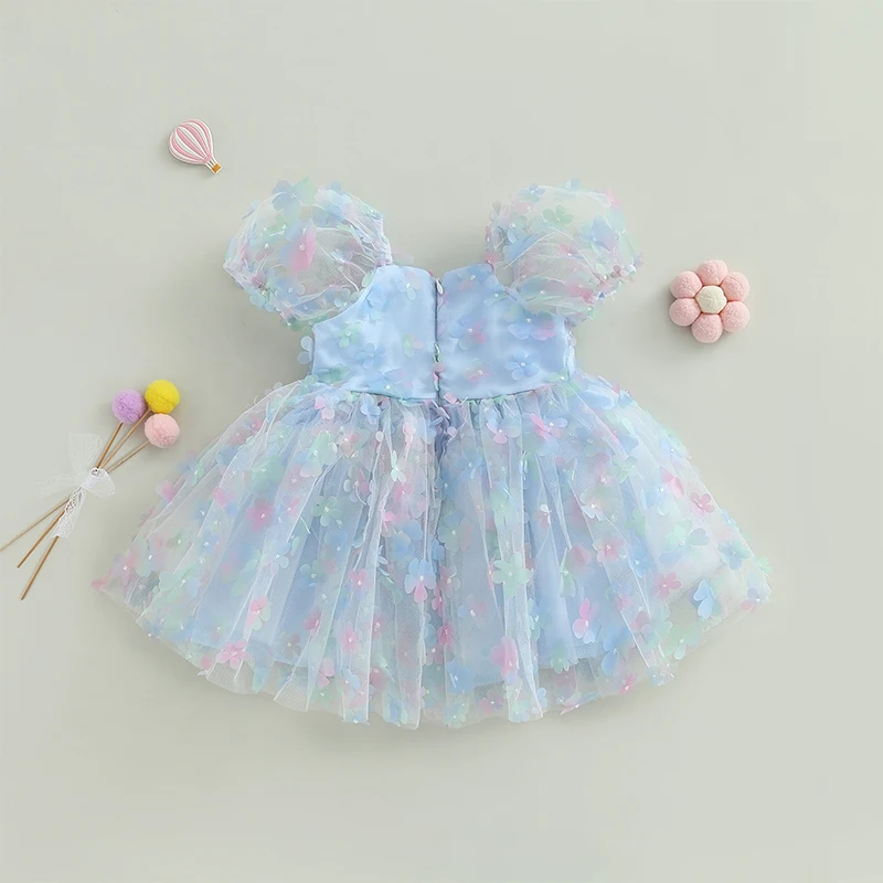 VISgogo Neonate vestido de niña tipo A con tul y mariposas - imagen 4