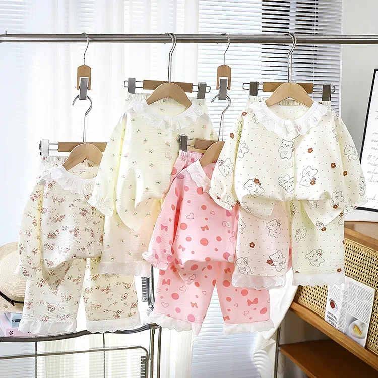Pijama niña de manga larga floral – Conjunto suave de hogar - imagen 4