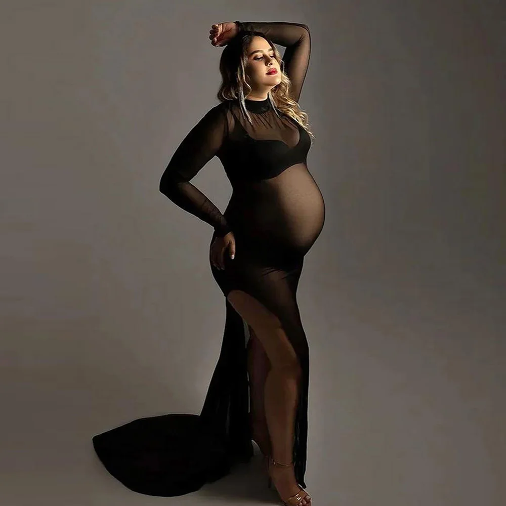 Vestido de malla transparente para sesión de fotos de maternidad - imagen 2