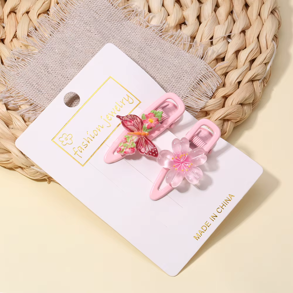 Pinzas de pelo infantiles con cereza y mariposa - imagen 5