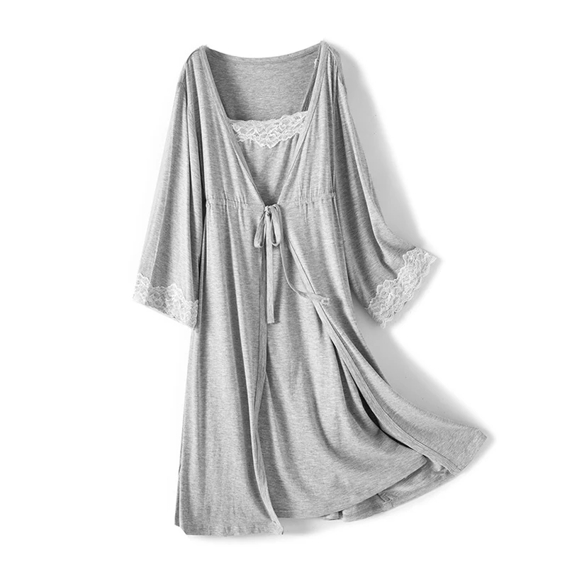 Conjunto maternidad para lactancia: vestido y bata de dormir - imagen 2