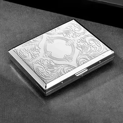 Estuche para cigarrillos retro de acero inoxidable con funda