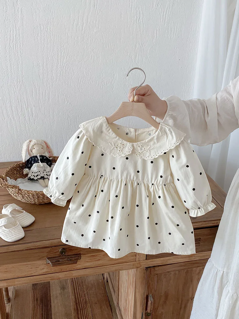 MILANCEL Vestido bebé niña otoño con lunares estilo princesa - imagen 4