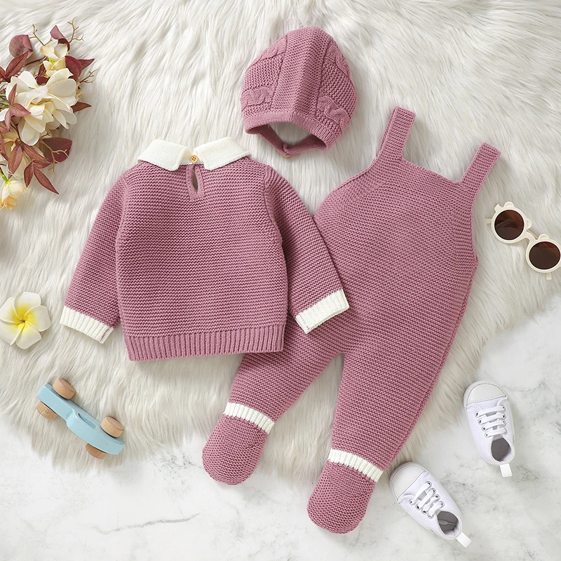 Conjunto de bebé de invierno cálido con suéter y gorro - imagen 4