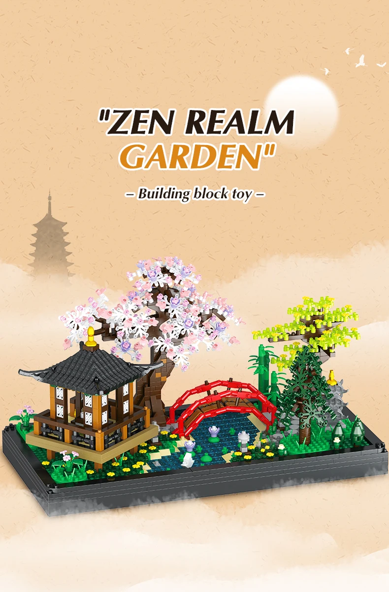 Vista general del set de bloques Zen Garden