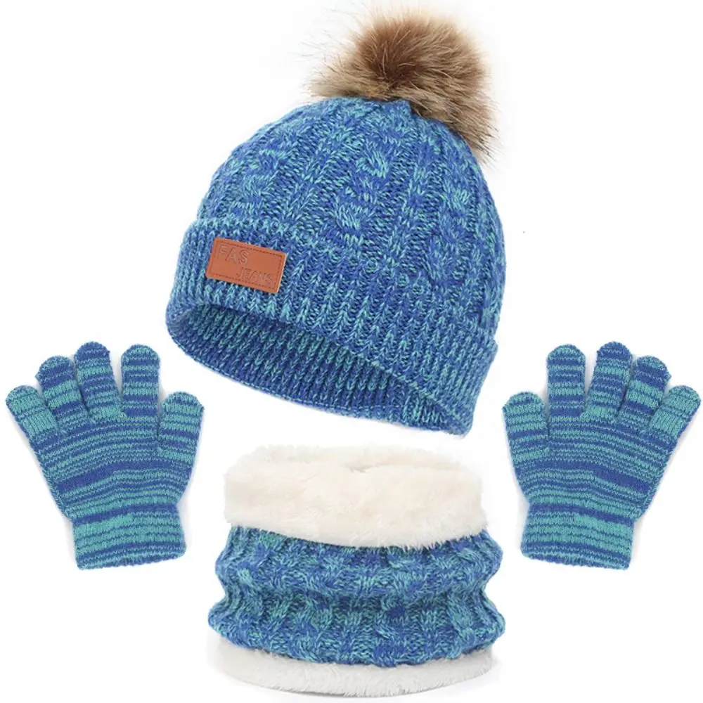 Gorro y bufanda tejidos con pompón para niños – Invierno 1-5 años