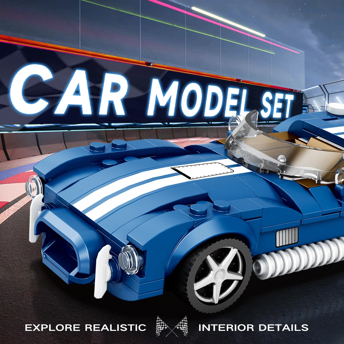 Bloques de construcción para coches deportivos azules - DIY para niños