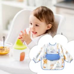 Babero impermeable con mangas para bebés – Algodón suave para pieles sensibles